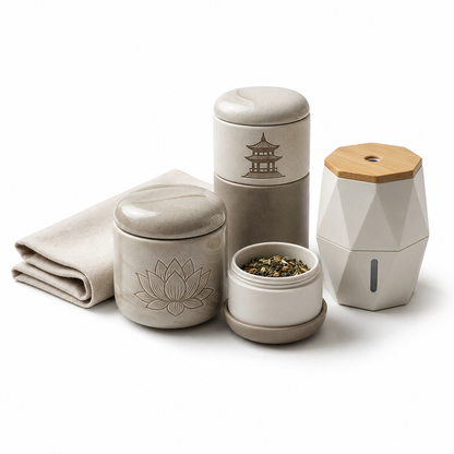 YsdnSdv™ Zen Serenity Kit – Premium Herbal Tea Variety & Compact Calm Mist Diffuser, Minimalist Leakproof Travel Tea Set, Mindful Relaxation Gift for Home, Office, Yoga, Meditation & Travel